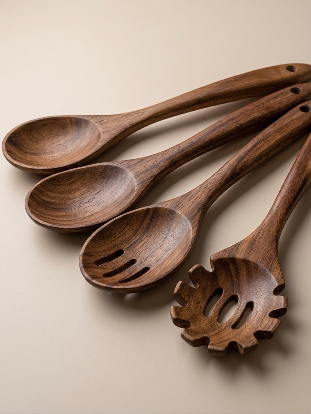 Wooden Kitchen Serving Spoon Set - Brown